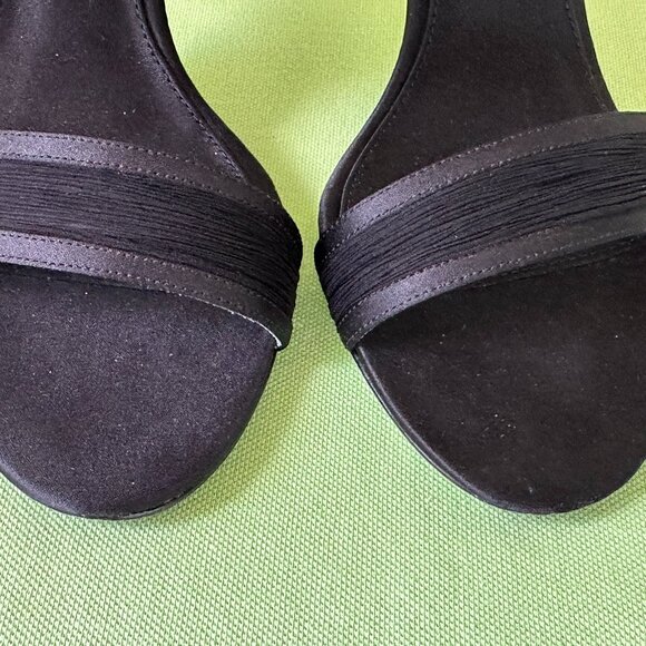 MIA BLACK MESH DRESS SHOE SANDALS HEELS W/RHINESTONE BUCKLE:PREOWNED BLACK 8 1/2 - Picture 5 of 15